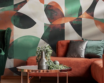 Boho Art Wallpaper Peel and Stick  Modern Abstract Wall Mural  Geometric Watercolor Art Wallpaper