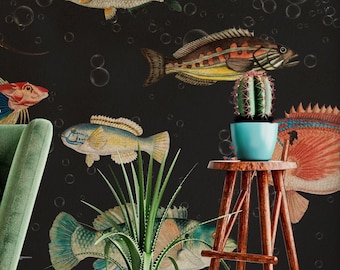 Fish Wallpaper Peel and Stick Vintage Fish Wall Mural