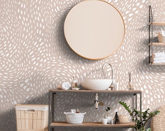 Abstract Art Wallpaper Peel and Stick | Neutral Dots Wall Mural | Modern Soft Shape Art Wallpaper
