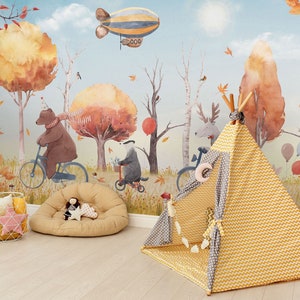 Carta da parati per bambini Peel e Stick Simpatici animali invernali con murale a parete Zeppelin