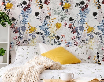 Wildflower Wallpaper Peel and Stick Drawing Floral Wall Mural