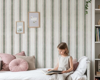 Watercolor Vertical Stripe Design Wallpaper | Minimalist Boho Lines Wall Mural