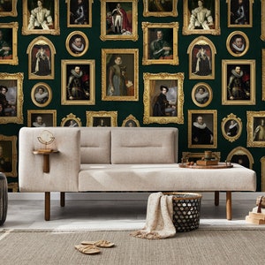 Renaissance Art Portrait Wallpaper | Historical Baroque Portrait Gallery Art Wall Mural | Vintage Portrait Collection Wallpaper