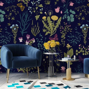 Floral Wallpaper Peel and Stick | Little Herbs Wall Murals