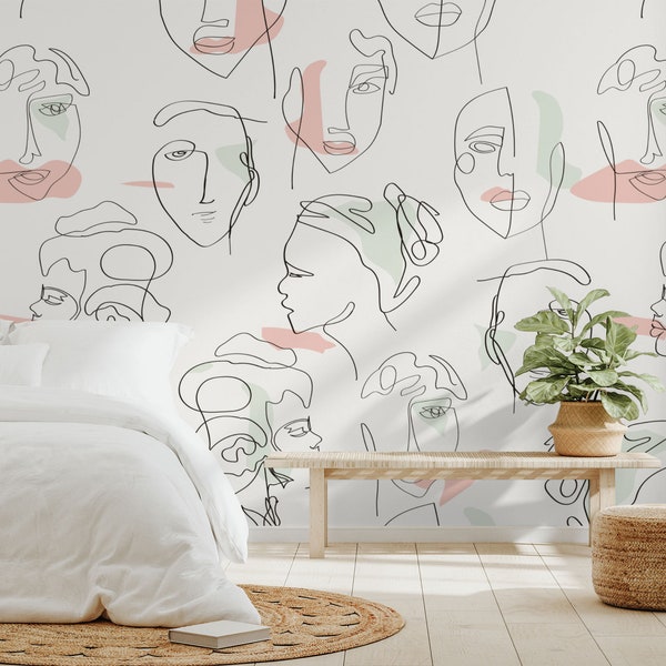 Line Drawing Wall Mural Etsy