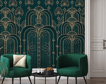 Art Deco Wallpaper | Geometric Fan art Wall Mural | Modern Art Wallpaper