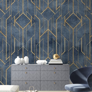 Carta da parati con ornamenti geometrici stacca e incolla/murale Art Déco