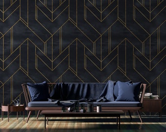 Blue Geometric Wallpaper Etsy
