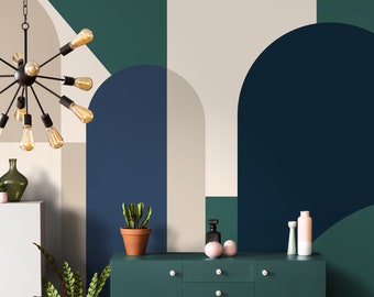 Geometric Wallpaper Peel and Stick | Abstract Shape Art Wall Mural