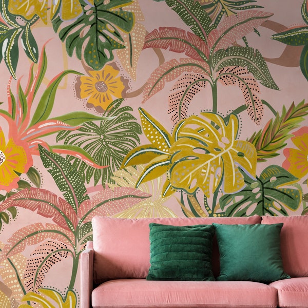 Tropical Wallpaper Peel and Stick Etsy