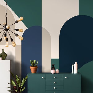 Geometric Wallpaper Peel and Stick | Abstract Shape Art Wall Mural