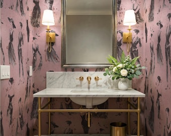 Parisian Style Woman Sketch Wallpaper | Feminine Fashion Sketch Wall Mural