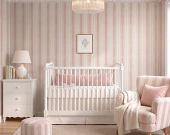 Soft Nursery Stripes Wallpaper | Playful Minimal Lines Wall Mural