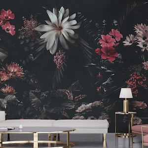 Dark Floral Wallpaper Peel and Stick Amazing Dark Flower Wall Mural