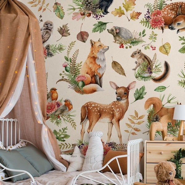 Woodland Nursery Wallpaper Etsy