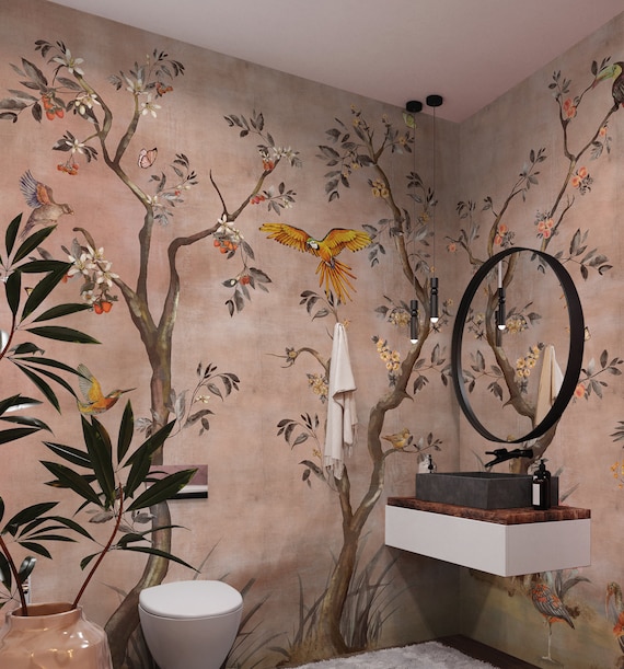 Tree Wallpaper Peel and Stick Watercolor Chinoiserie Wall Mural - Etsy