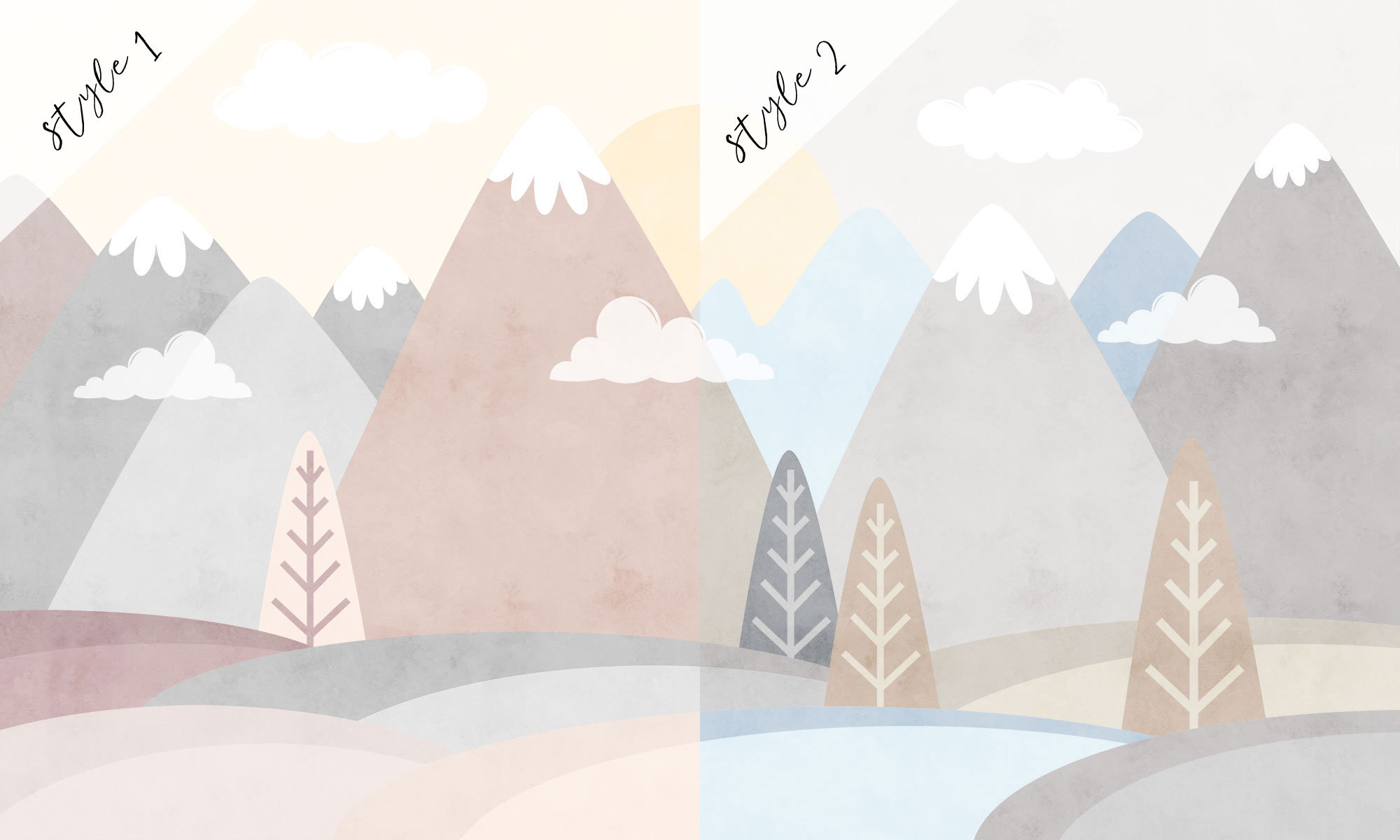 Nursery Mountain Wallpaper Peel and Stick Kids Soft Mountain Etsy