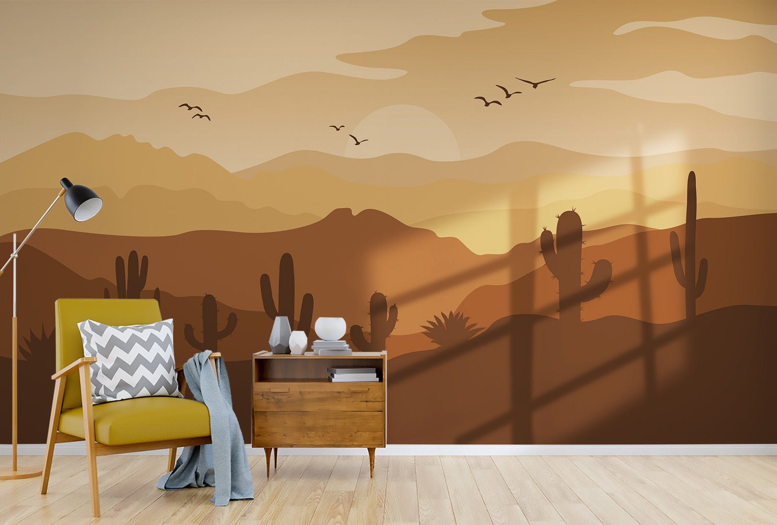 Desert Wallpaper Peel and Stick Arizona Sunset and Dunes Wall - Etsy