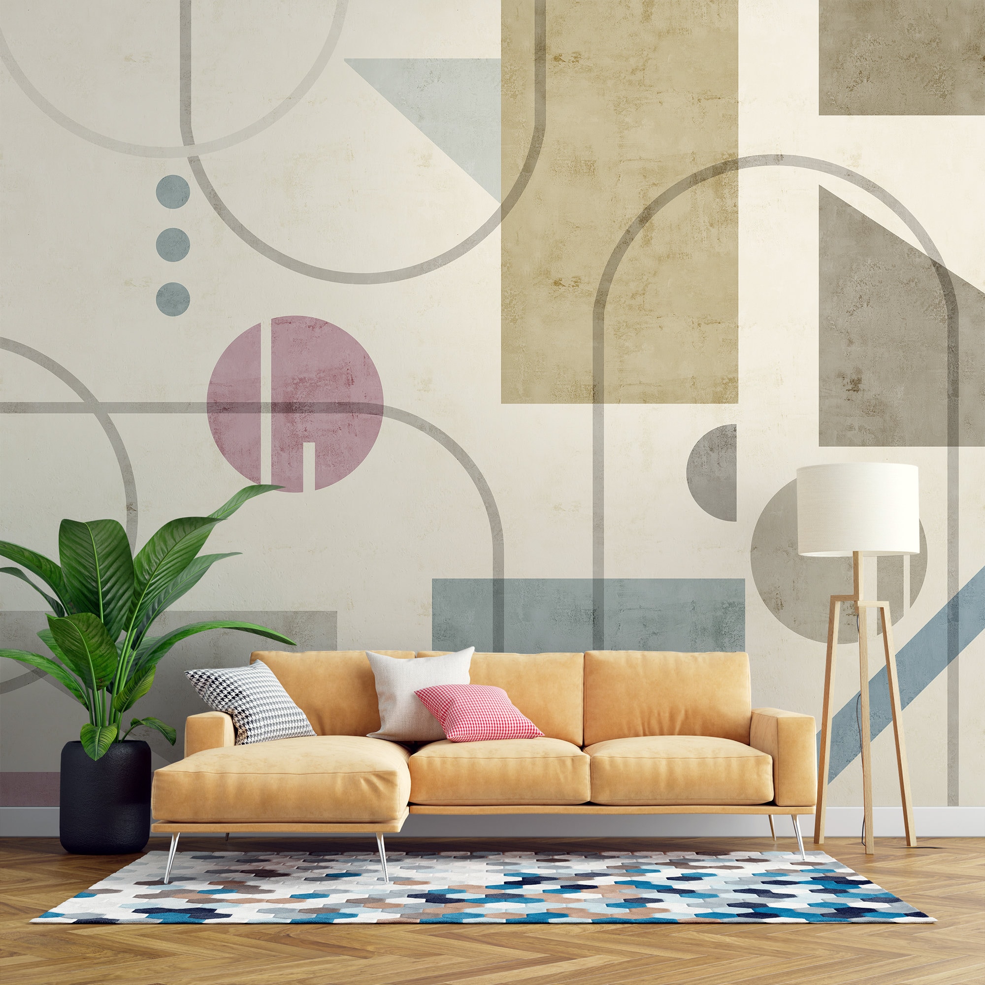 Geometric Wallpaper Peel and Stick | Soft Shape Art Wall Mural - Etsy UK