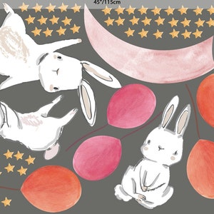 Kids Wall Decal | Cute Bunny Wall Sticker With Colorful Balloons - Etsy