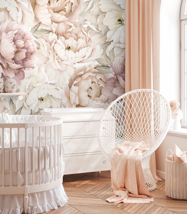 Pastel Peony Wallpaper Peel and Stick Watercolor Soft Floral - Etsy