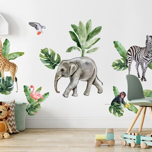 Kids Wall Decal Peel and Stick Cute Safari Animals Wall Sticker - Etsy