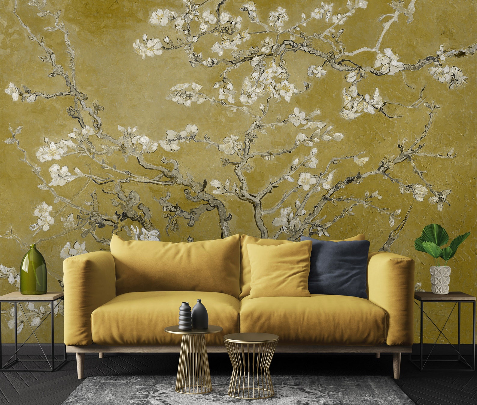 Almond Blossom Wallpaper Peel and Stick Watercolor Floral Etsy