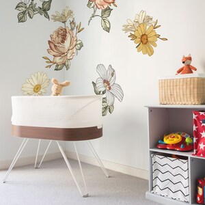 Soft Nursery Floral Wall Decal | for Kids Vintage Peony Flower Wall ...