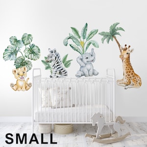 Cute Safari Animals Wall Decal for Kids, Removable Peel and Stick Wall ...
