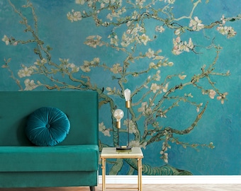 Almond Blossom Wallpaper Peel and Stick | Watercolor Floral Wall Mural