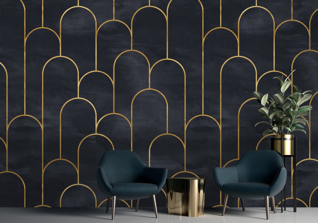 Geometric Wallpaper Peel and Stick | Dark Geometric Removable Wall ...