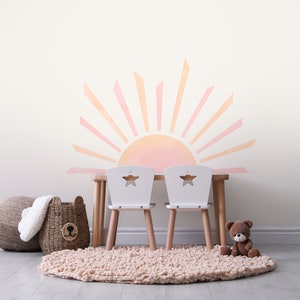 Half Sun Wall Decal | Kids Soft Sun Wall Sticker | Nursery Watercolor ...