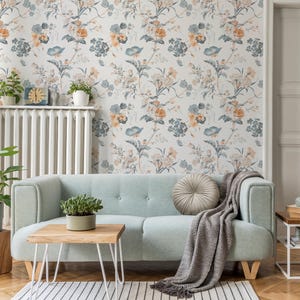 Papier peint floral doux Papier peint fleurs de jardin printanier Papier peint autocollant floral Luna Blossom