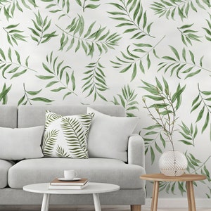Leaf Wallpaper Peel and Stick Watercolor Palm Leaf Wall Mural