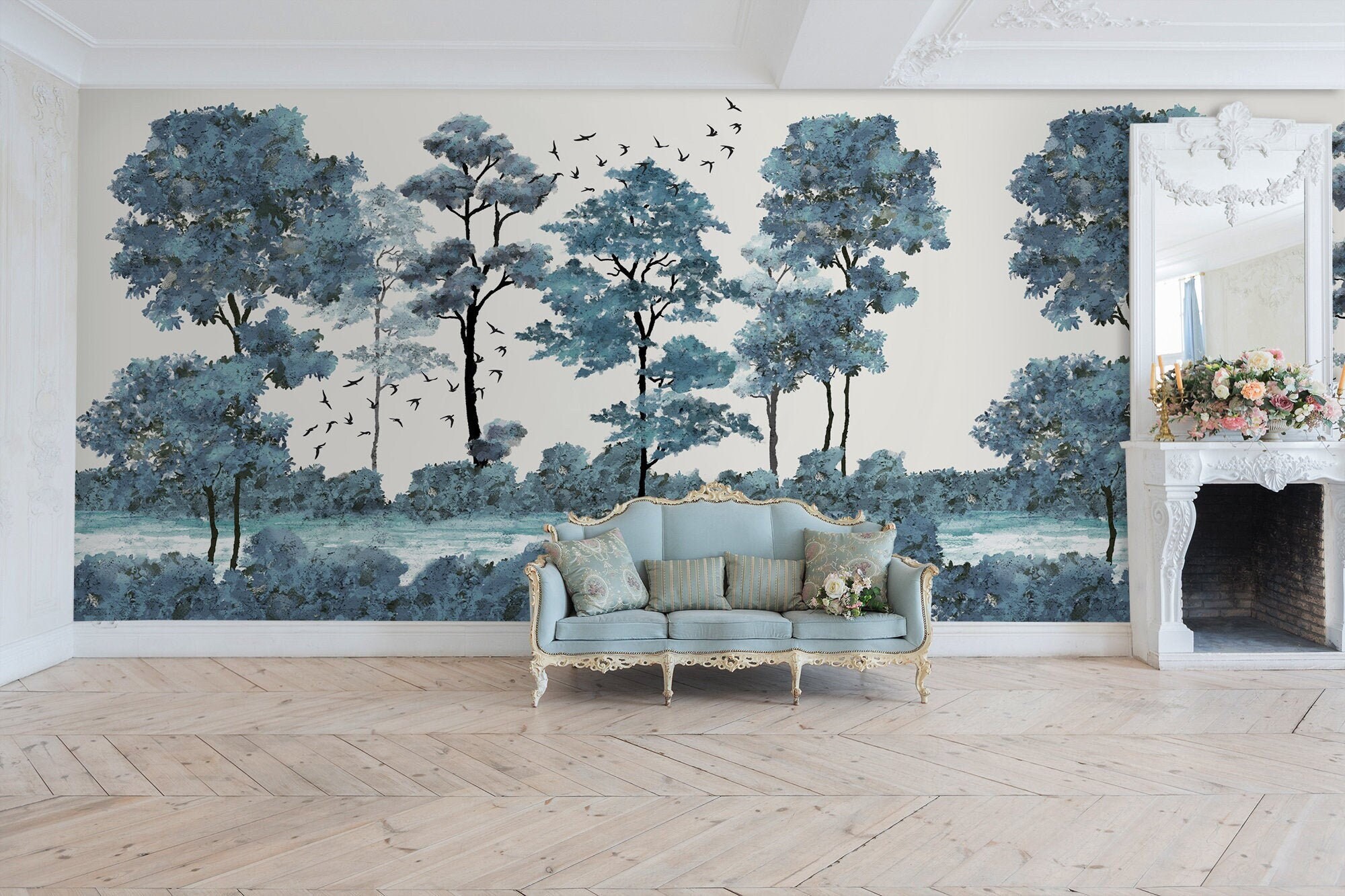 Watercolor Forest Wallpaper Hand Paint Big Trees Wall Mural Peel and Stick  Watercolors Tree Wallpapers - Etsy Hong Kong