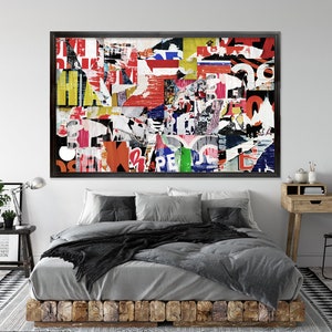 Graffiti Wallpaper Street Art Wallpaper Peel and Stick | Street Collage Art Wall Mural image 2