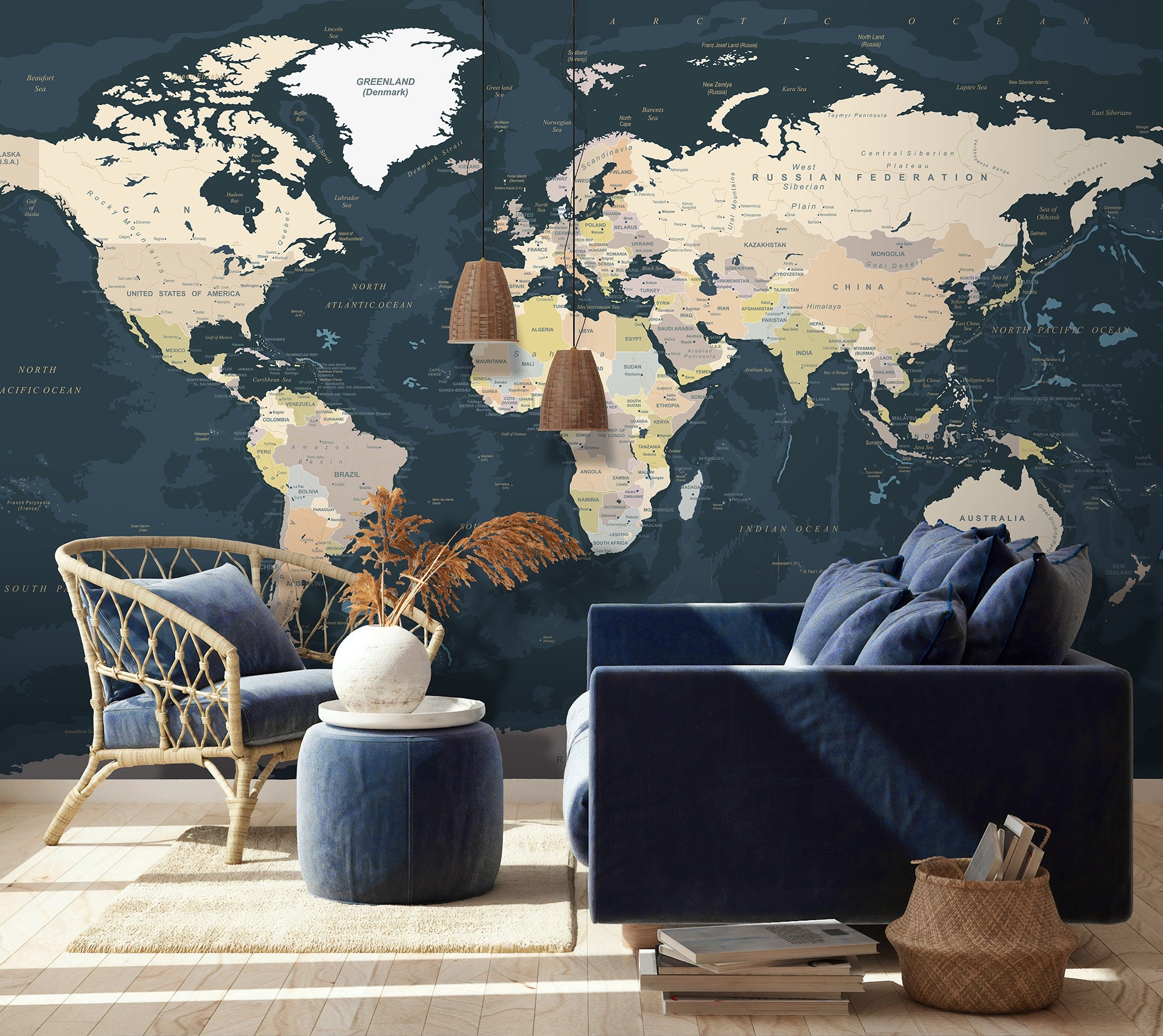 Murwall Map Wallpaper Dark Political World Map Wall Nepal  Ubuy