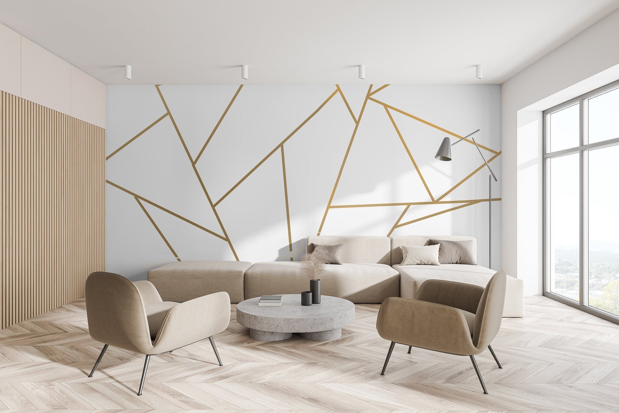 Gold Silver Wall Decal Geometric Line Wall Sticker Peel Etsy Canada