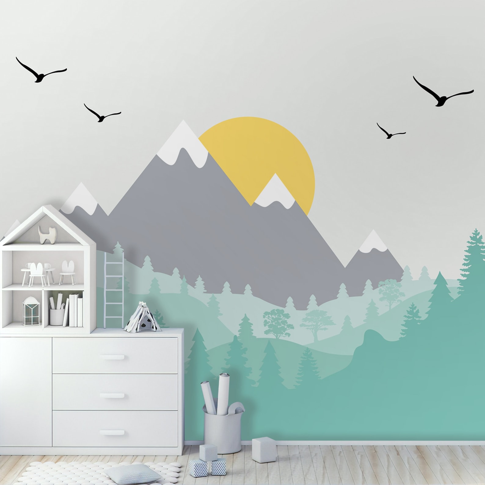 Kids Mountain Wallpaper Nursery Landscape Wall Mural Peel and Stick - Etsy