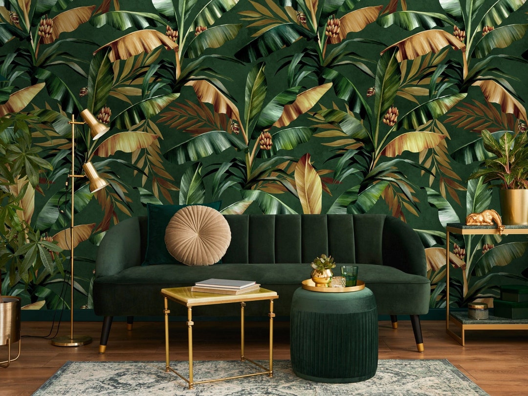 Banana Leaf Wallpaper Peel and Stick Tropical Leaves Wall Mural - Etsy