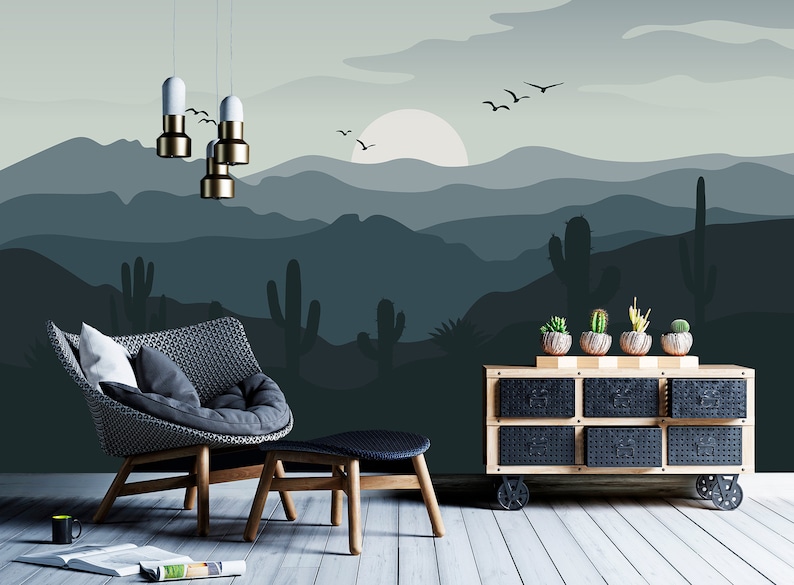 Desert Wallpaper Peel and Stick Arizona Sunset and Dunes Wall - Etsy