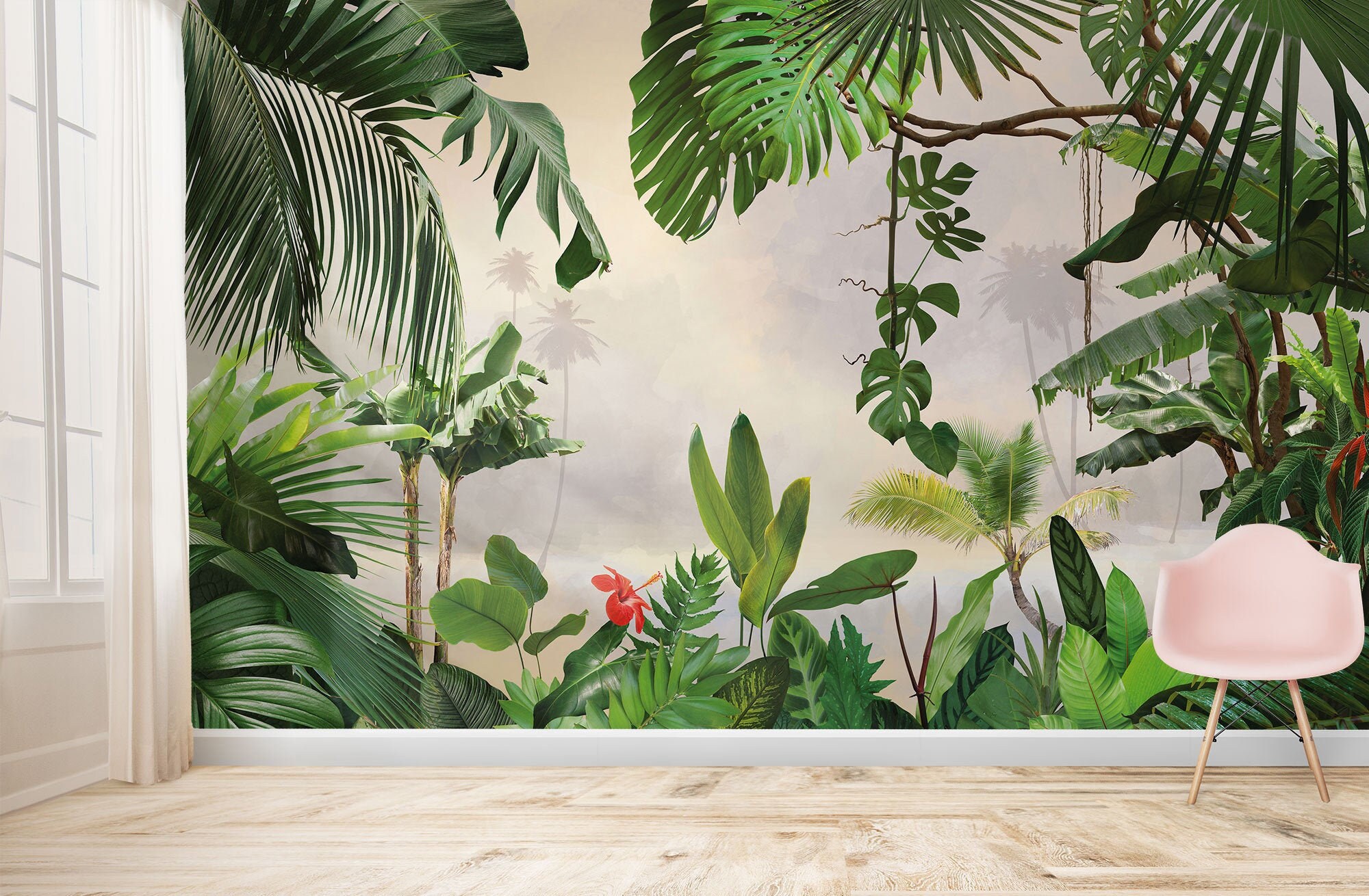 Tropical Wallpaper Peel and Stick Exotic Rainforest Wall Mural | Etsy