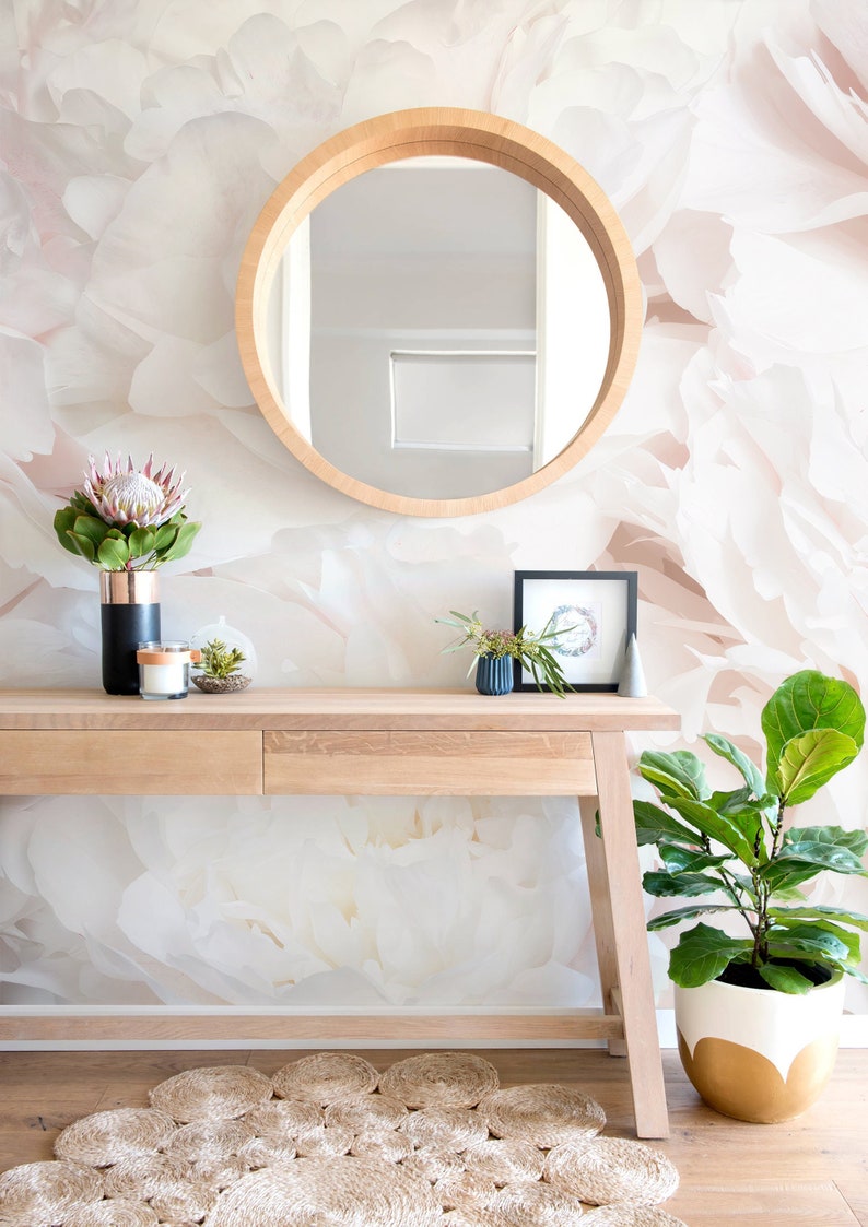 Bright Peony Wallpaper | Light Floral Art Wall Mural | Soft Peonies Bouquet Wallmural image 2