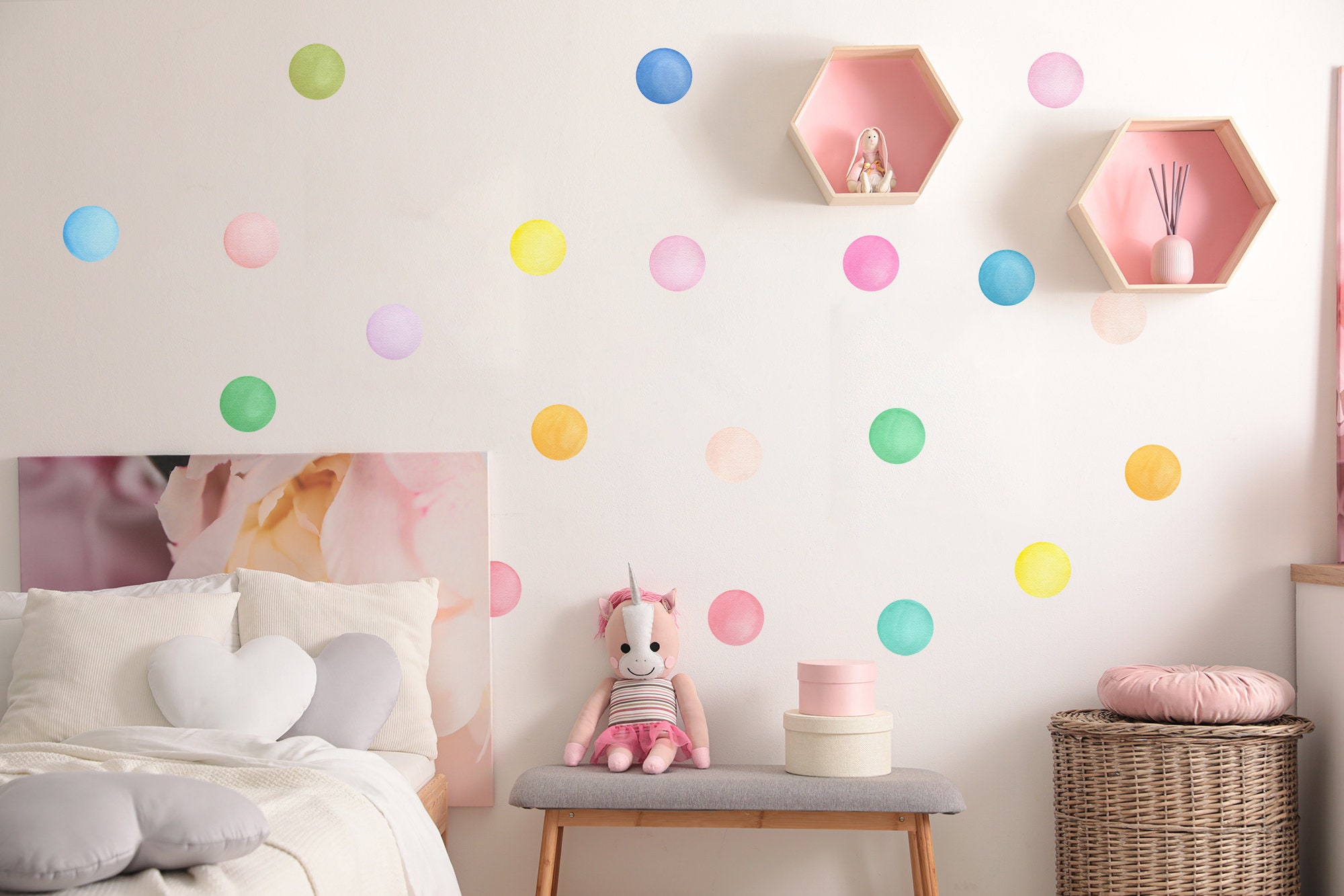 Watercolor Polka Dots Wall Decal Colorful Dots Wall Stickers - Etsy