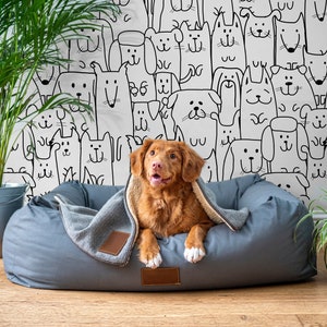 Kids Wallpaper Peel and Stick Cute Drawing Dogs Wallpaper Dog Face Pattern Wall Mural