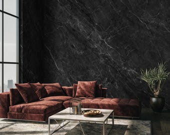 Dark Faux Marble Wallpaper Granite Slate Wall Mural Elegant Marble Stone Peel and Stick Wallpaper