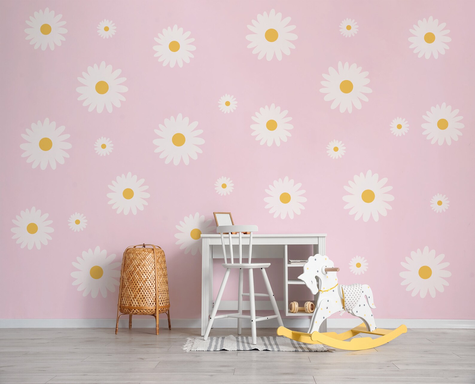 Nursery Big Daisy Wall Decal | Kids Room Floral Wall Sticker | Daisy ...