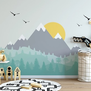 Bambini Mountain Wallpaper Nursery Landscape Wall Mural Peel and Stick