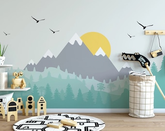 Kinderzimmer Tapete Kinderzimmer Landschaft Wandbild Schälen und Aufkleben