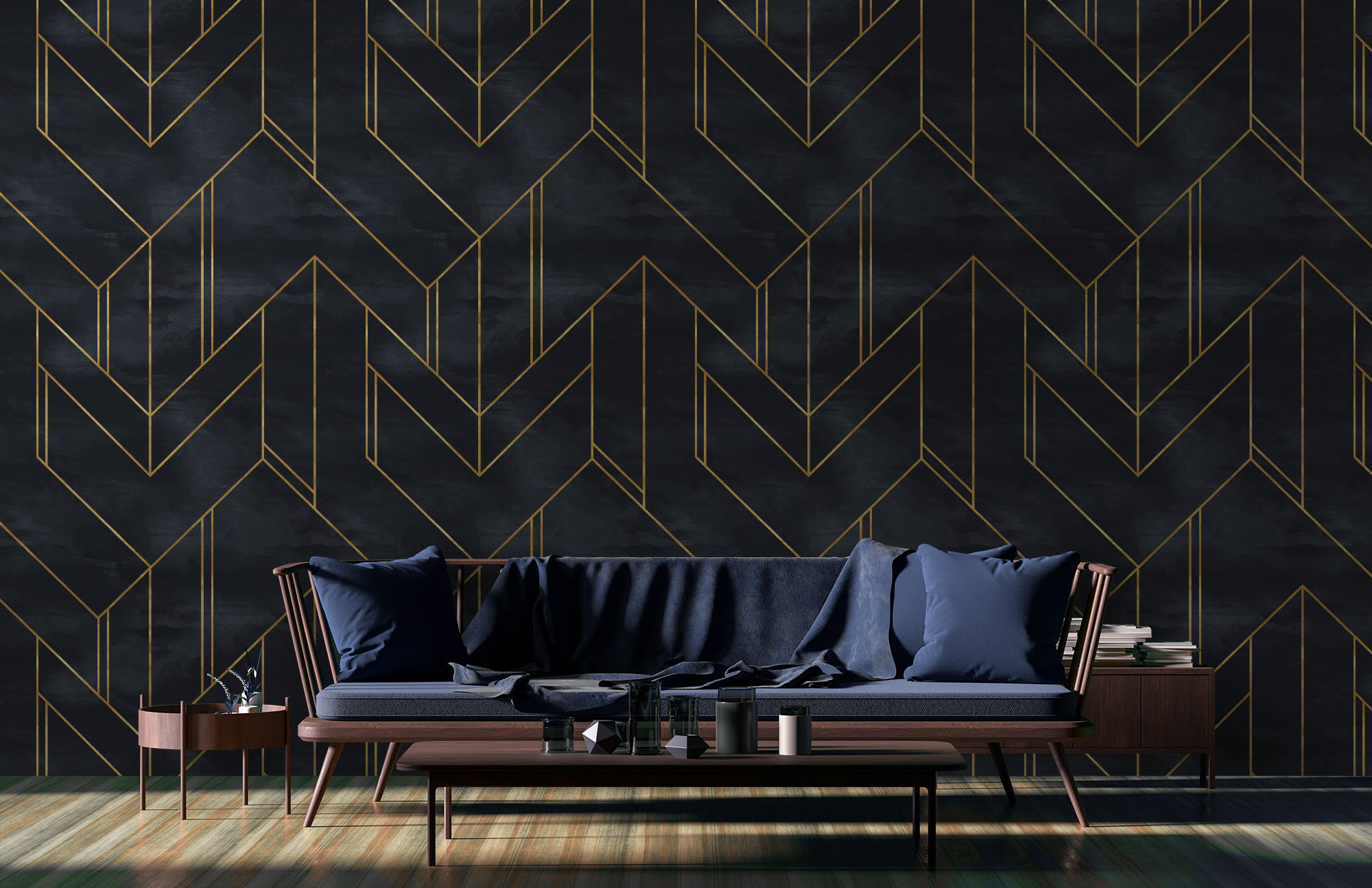 navy blue geometric wallpaper